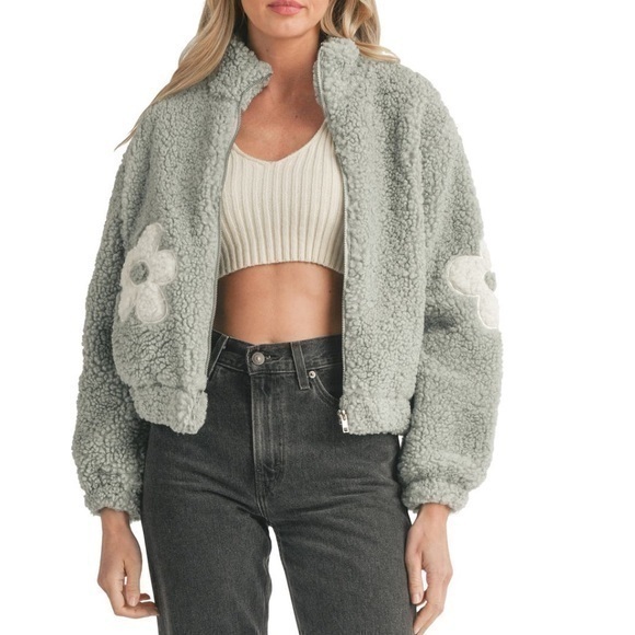 All in Favor Jackets & Blazers - Fleece Flower Jacket